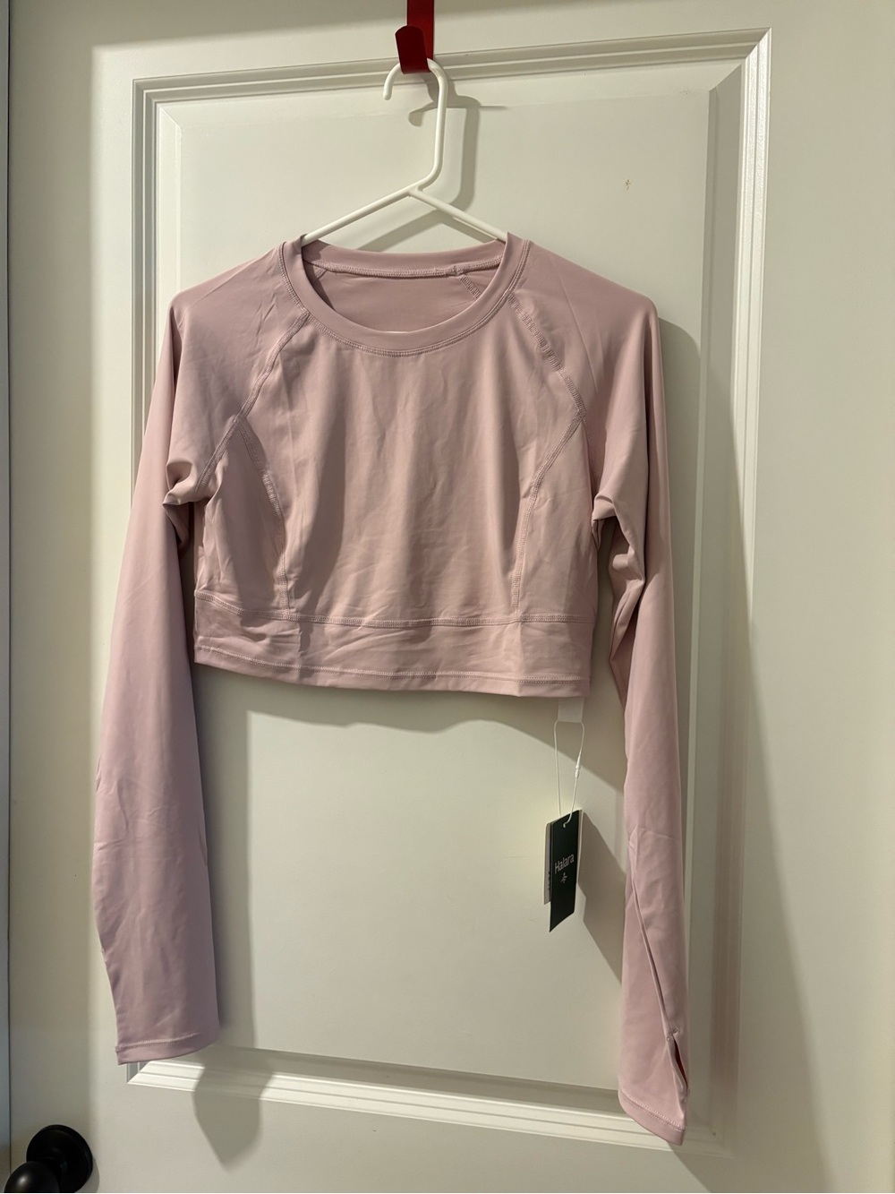 HALARA Dusty Pink Long-Sleeve Cropped Performance Top